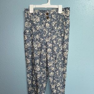 Women's SO Blue Floral High Rise Elastic Band Pants